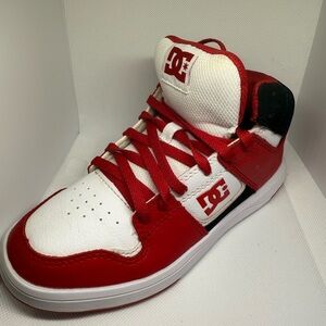 DC Kids Red and White High-Top Sneakers Size. 4